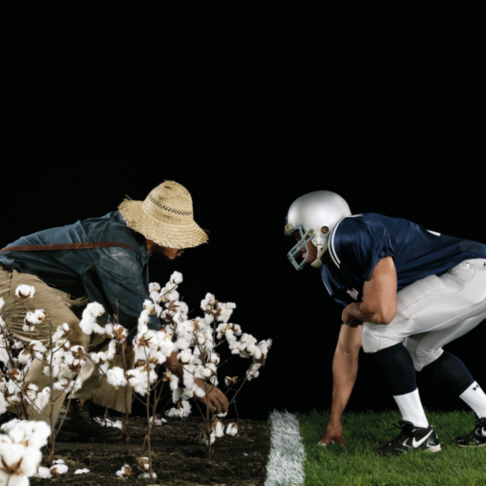 Hank Willis Thomas's "The Cotton Bowl," from the series "Strange Fruit," 2011. Digital c-print. 50 x 73 inches