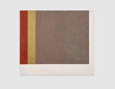 Mary Obering, Untitled (from the Slip series), 1986, Egg tempera, gold leaf, red gilding clay on gessoed panel