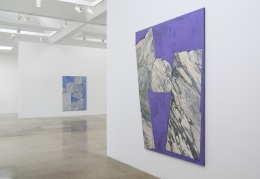 Installation view of "Sam Moyer: Good Friend," 2021, at Kayne Griffin, Los Angeles