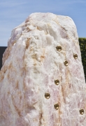 Detail view of Mika Tajima, Pranayama (Monolith, F, Rose Quartz), 2021, rock sculpture