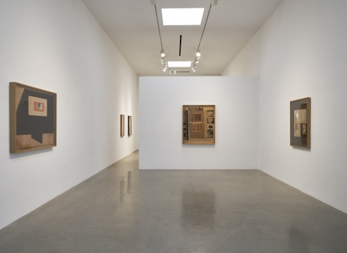Installation view of "Louise Nevelson: Collages" 2021, at Kayne Griffin, Los Angeles