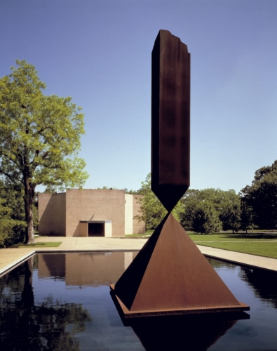 Barnett Newman, Broken Obelisk, cor-ten steel sculpture