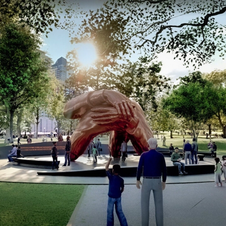 Rendering of "The Embrace" by Hank Willis Thomas and MASS Design Group for Boston Commons